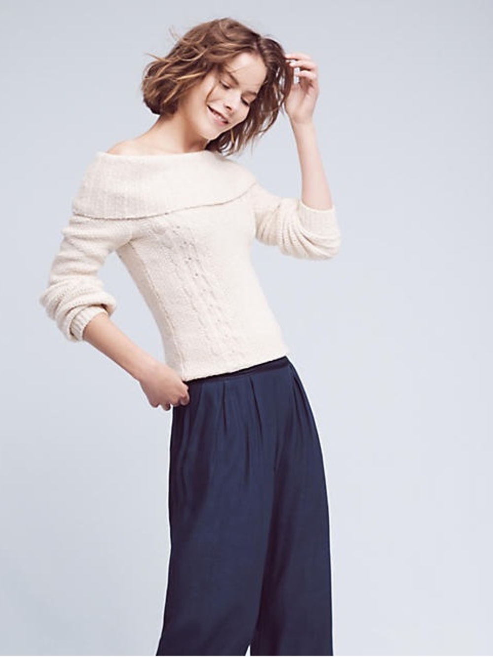 NWT Anthropologie Sleeping on Snow Neves Off-the-Shoulder Sweater in Ivory, S